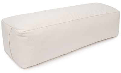 Yogabox Yoga Bolster Rechteckig, Waschbarer Bezug aus 100% Baumwolle, Yogarolle eckig mit Buchweizenschalen - Füllung, Yogakissen groß für Restoratives Yoga, Maße: ca. 60 x 20 x 14 cm