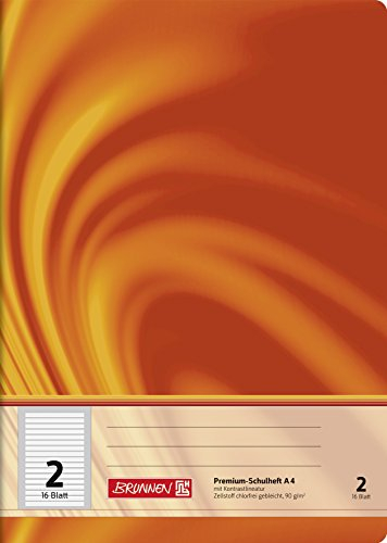 BRUNNEN Schulheft Premium Vivendi | A4, Lineatur 2, 16 Blatt, orange