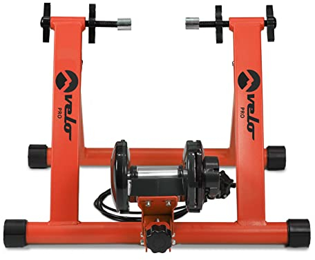 Velo Pro Magnetic Turbo Trainer Variable Resistance Indoor Bike Trainer for Road and Mountain Bicycles (Red)