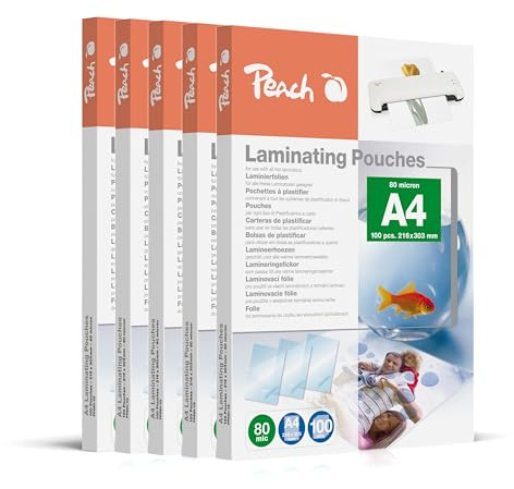 Peach Laminierfolien A4-80 mic - 500 pouches - glänzend - kompatibel mit Geräten aller Markenhersteller - PP580-50