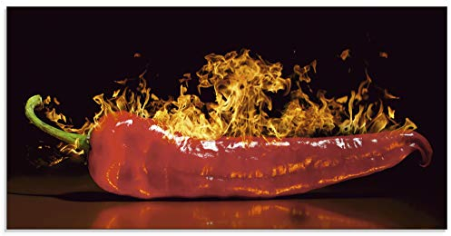 ARTland Wanddeko Glasbilder Wandbild Glas Bild einteilig 60x30 cm Querformat Essen Gewürze Chili Feuer Peperoni Scharf S7PR