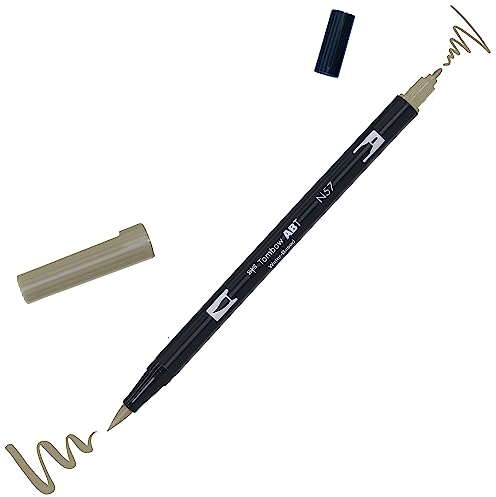 Tombow ABT-N57 Fasermaler ABT Dual Brush Pen mit zwei Spitzen, warm grau 5, AB-TN57, N57 - warm grey 5, 1 Stück (1er Pack)