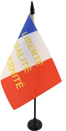 AZ FLAG Tischflagge Frankreich Liberté Egalité Fraternité 21x14 cm | Für innen Französische Tischflagge France Liberté Egalité Fraternité genähte Ausführung mit verstärkten Kanten 100D Polyester