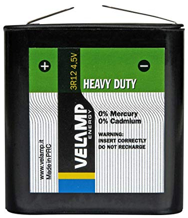 Velamp 3R12/1BP Pila 3R12 Batería plana de 4.5V, tecnología zinc-carbono. Ideal para linternas, experimentos...