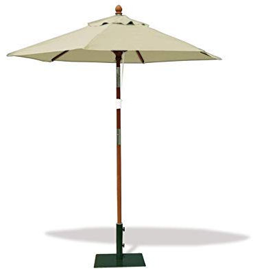 Jati Umbra 2m Titling Garden Parasol with Cover (Natural) - Hexagonal | Single-Pulley | 2-Part Pole