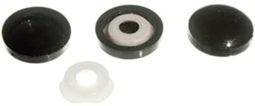 Merriway BH02018 (10 Pcs) Plastidome 2 Piece Clip On No. 8 & 10 Screw Covers, Black 15 mm (5/8 Inch) Diameter - Pack of 10 Pieces
