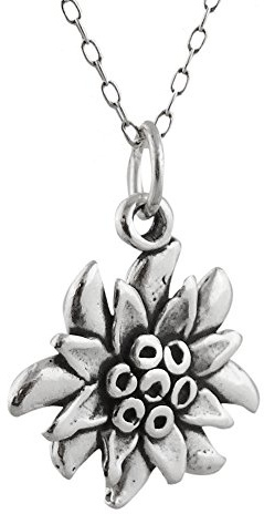 FashionJunkie4Life Halskette mit Blumen-Anhänger aus Sterlingsilber, Gold und Bronze für Damen, Sterling Silber