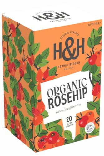 Heath & Heather • Organic Rosehip Tea • 6 x 20 Boxes (120 Bags) | Organic Rosehip Tea • Fruity Herbal Tea • Vitamin C Source • 6 x 20 Boxes (120 Tea Bags)