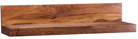 FineBuy Wandregal 80 cm Sheesham Massivholz, Hängeregal Landhausstil | Wandboard aus Echtholz mit Rückwand, Schweberegal handgefertigt, jedes Brett ein Unikat, für Wohnzimmer und Flur