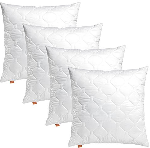 sleepling 191173 set di 4 cuscini | cuscino divano | Imbottitura per Cuscini | Oekotex | lavabile 60 gradi | Prodotto in UE | Garanzia di imbottitura | Garanzia di taglia | 40 x 40 cm, bianco