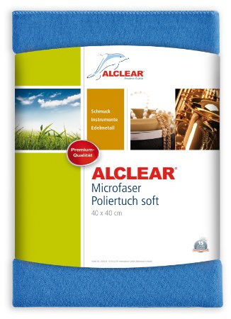 ALCLEAR 950024 Spezial Microfasertuch Poliertuch Displaytuch für die perfekte Reinigung von empfindlichen Oberflächen, Objektiven, Schmuck etc. 40 x 40 cm, blau.