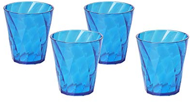 omada Design 4 Verres Eau 35 cl, plastique de qualité optique et transparent, très résistantes et lavables au lave-vaisselle, Ligne Diamond, Turquoise