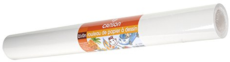 Canson Kids, Papel de dibujo blanco, Grando ligero, 90gsm, Rollo, 0,5x5m, Blanco