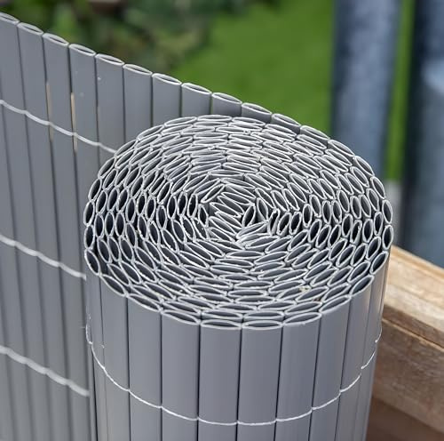 Papillon Artificial Grey Bamboo Cane Plastic Garden Fence Screening Roll Privacy Border 4m x 2m
