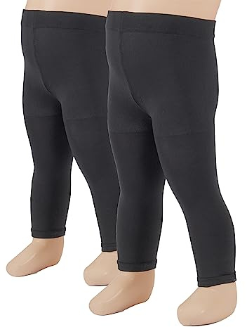 Pack - 2 Paia | Leggings Corti per Neonati Primi Passi, Pantacollant Capri BABINI | 12-18 - 24 Mesi | Nero Bianco | CALZETTERIA Italiana | (24 Mesi, 2 Paia - Nero)