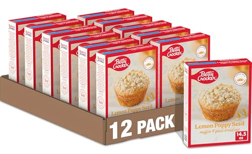 Betty Crocker Muffin and Quick Bread Mix, Lemon Poppy Seed With Streusel, 14.5 oz (Pack of 12)