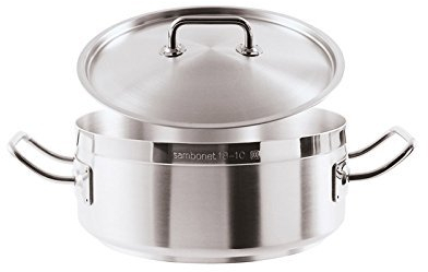 Poele A' Paella 2 Anses Avec Couvercle Serie Professionale Inox