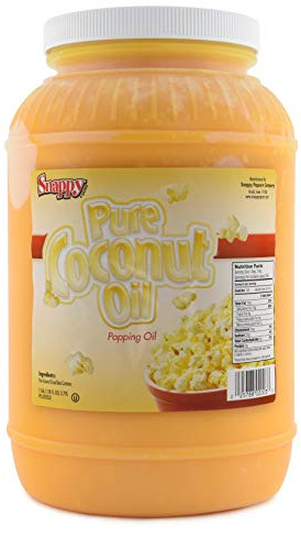 Snappy Butter Flavored Coconut Oil for Popcorn, Movie Theater Style, Naturally Colored with Beta Carotene, Vegan & Gluten Free, 1 Gallon Jug, Premium Coconut Oil for Popcorn Machines, Stovetop & Home Popping