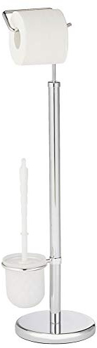 WENKO Exclusiv Stand WC-Garnitur Chrom - WC-Bürstenhalter, verchromtes Metall, 24 x 76 x 18 cm, Chrom