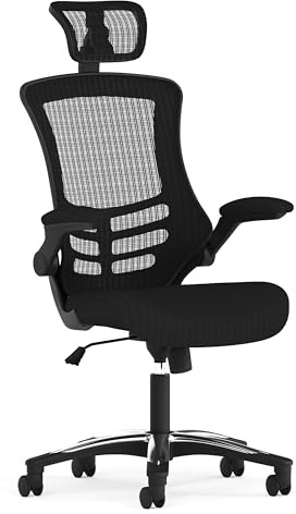 Flash Furniture Kelista High-Back Swivel Office Chair with Adjustable Lumbar Support and Seat Height, Ergonomic Mesh Desk Chair, Black