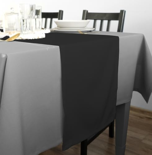Rollmayer Hochwertiger Tischläufer Tischwäsche Uni einfarbig Pflegeleicht Kollektion Vivid, Farbe & Größe wählbar 21 Farben zur Auswahl, Produkt für den täglichen Gebrauch (Schwarz 34, 40x120cm)