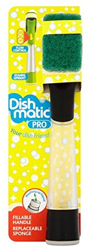 Dishmatic Pro Standing Handle, Dish Brush, Washing Brush, Green, White, Rubber Handle, Flow Control