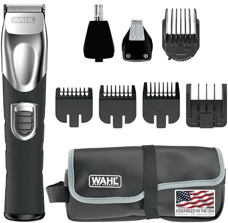 Wahl USA Rechargeable Lithium Ion All in One Beard Trimmer for Men with Detail and Ear & Nose Hair Trimmer Attachment – Model 9854-600B