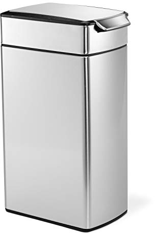 simplehuman CW2016 40L Slim Touch-Bar Kitchen Bin, Easy Open Touch-Bar, Stay-Open Lid, Inner Bucket, Space-Efficient Hinge, Fingerprint-Proof, Brushed Stainless Steel