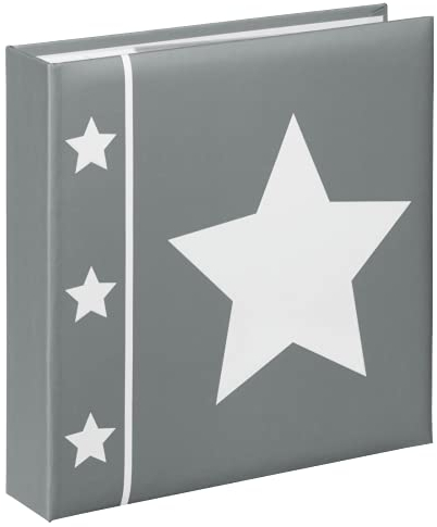 Hama Einsteck-Fotoalbum „Skies“ (Memo-Album mit 100 Seiten, zum Einstecken von 200 Fotos im Format 10x15, Stern Motiv, 22,5x22) Einsteckalbum Fotobuch grau