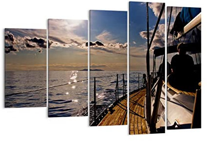 Bilder auf Leinwand 150x100cm Leinwandbild Kroatien Yacht Segeln Segelboot Groß XXL Wanddeko Bild Schlafzimmer Set 5 teilige Wandbilder Dekoration Wohnzimmer Canvas Wand Kunstdruck Art EG150x100-0426