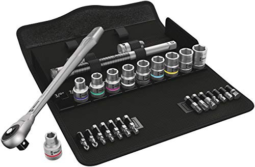 Wera 05004080001 8100 SC 10 Zyklop Metal-Knarrensatz, Durchsteckvierkant, 1/2 Zoll -Antrieb, zöllig, 28-teilig