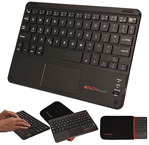 TECHGEAR [Active Strike Pro Slim Clavier QWERTY UK sans fil Bluetooth avec pavé tactile souris pour tablettes et téléphones avec système d'exploitation Android (étui de transport inclus)