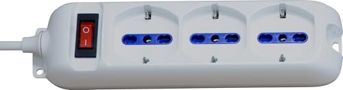 Brennenstuhl Eco-Line, kontaktlist med säkerhetsbrytare (kabel 1,4 m – uttaglist 3 säten av plast vitt) för uttag med skydd överspänningsskydd