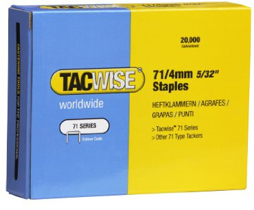 Tacwise 0365 Typ 71/4 mm Verzinkte Polsterklammern, 20.000 Stück