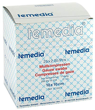 Sterile Gauze Compresses 10 x 10 cm (12 17 °FÄDIG, Pack of 50