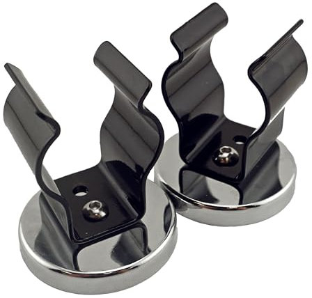 Master Magnetics RB50BNCCX2 Magnetic Hook, Round Base Magnet Fastener with Steel Clip Chrome Plate, 2.04 Diameter, 2.285 Total Height, 35 Pounds, Silver (Pack of 2)