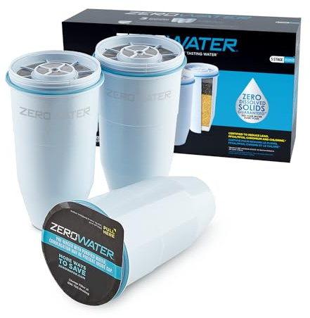 ZeroWater Replacement Filters 3-Pack BPA-Free Replacement Water Filters for ZeroWater Pitchers and Dispensers NSF Certified to Reduce Lead and Other Heavy Metals