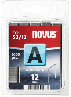 Novus Fintrådsklämmor 12 mm superhård, 1 000 häftklamrar av typ A53/12, häftmedel av ståltråd