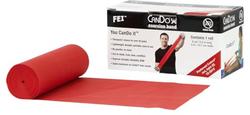 CanDo Trainingsband LATEXFREI / Gymnastikband, Länge 5,5 m - rot (leicht)