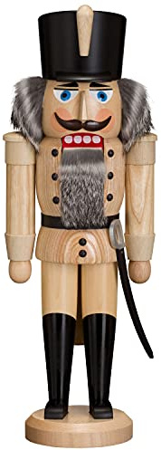 Seiffener Volkskunst | Nussknacker aus dem Erzgebirge | Husar mit Säbel 37 cm | Nussknacker Deko Figur | Original Erzgebirgische Volkskunst | 11202/8 | Natur
