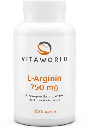 3er Pack Vita World L-Arginin 750mg 300 Kapseln Apotheker-Herstellung 2250mg Tagesdosis 100% natürlich (Fermentation) hoher Reinheitsgrad basisch