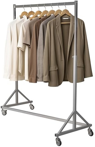 GERSO Profi Industrie Kleiderständer auf Rollen höhenverstellbar 115–185 cm sehr stabil belastbar bis 150 kg verchromte Stange rollbar mit Bremse