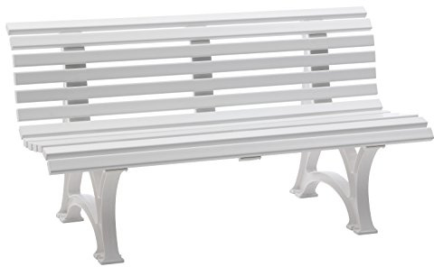 gartenmoebel-einkauf Wetterfeste Parkbank Helgoland, Kunststoff Weiss 150cm