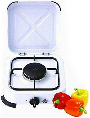 DCG EKP2426 - Cocina de gas de sobremesa blanca. Soporte esmaltado. Funcionamiento con gas GLP. Dimensiones 29,5x30,5x11cm