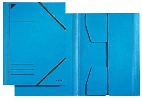 Leitz 3981 Eckspannermappe mit 3 vollflächig verklebten Klappen, A4, Füllhöhe 350 Blatt, Colorspankarton, vier Farben zur Auswahl (10, blau)