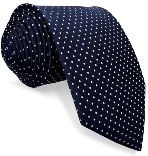 shlax&wing Hommes Points Bleu Navy Homme Cravate Cravate Soie Extra Long Size