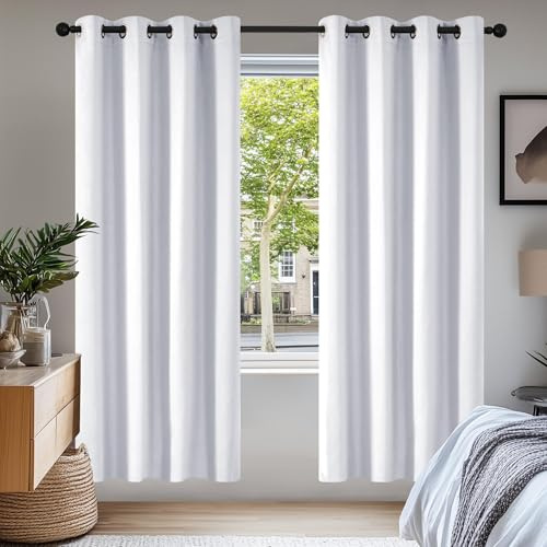 Deconovo Vorhänge Wohnzimmer mit Ösen Thermovorhang Blickdicht Silber Grau | 2er Set, H175 x B140 cm, Vorhänge Verdunkelung, Hitzeschutz, Ösen, für Schlafzimmer Kinderzimmer Esszimmer, Sichtschutz