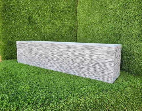 AnaParra Jardinera Rectangular Moderna en hormigón aligerado para Exterior Rectangular Pacífico 80X17X19cm. Arlequin Gris