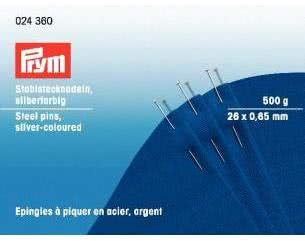Prym Stecknadeln, Stahl 26 x 0,65 mm, silberfarbig, 500 g, PAD