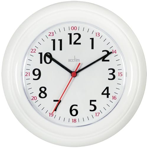 Acctim Wexham 24 Hour Plastic Wall Clock, White, Pack of 1